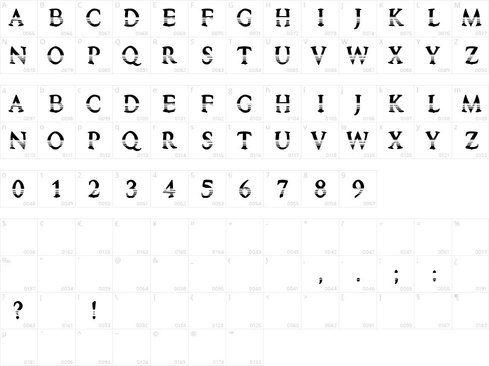 Horizont Character Map