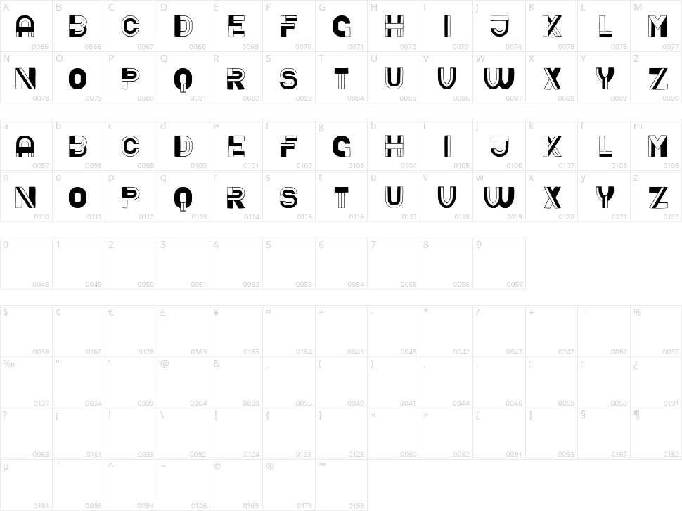 Hornstick Character Map