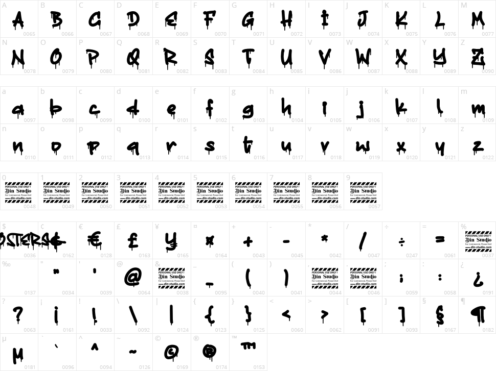 Hosters Character Map