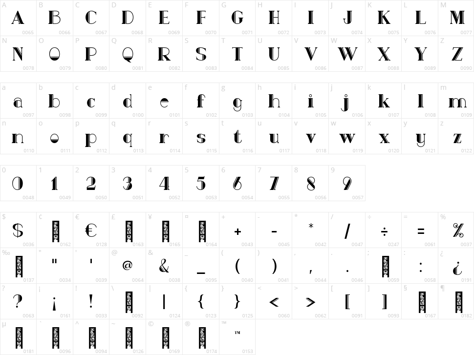 Hotsnow Character Map