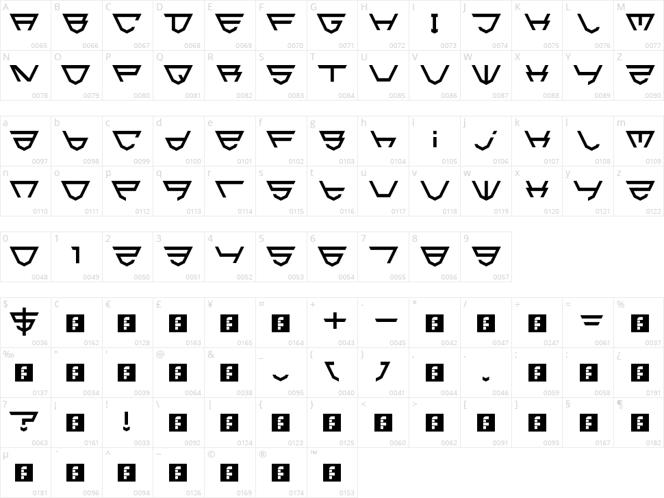 HTML5 Shield Character Map