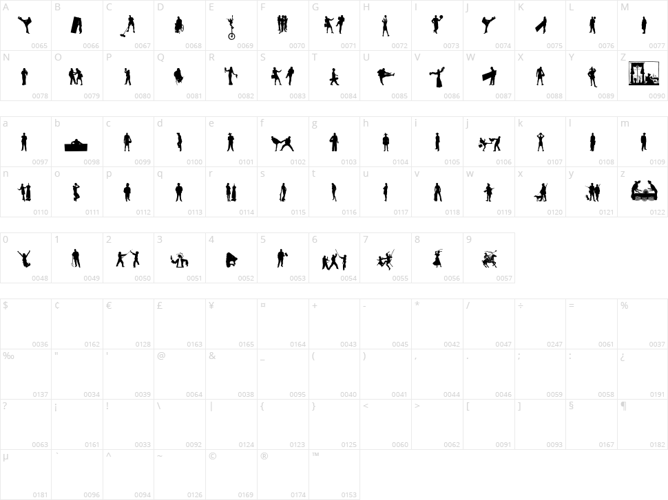Human Silhouettes Free Eight Character Map