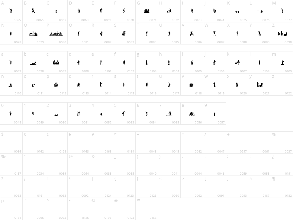 Human Silhouettes Free Nine Character Map