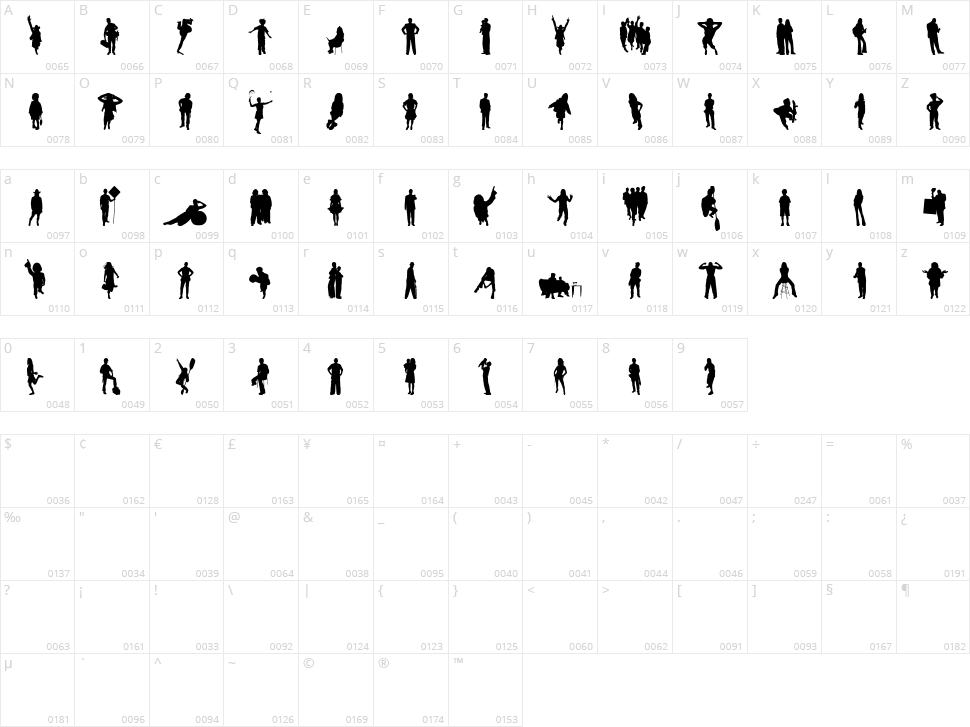 Human Silhouettes Free Six Character Map