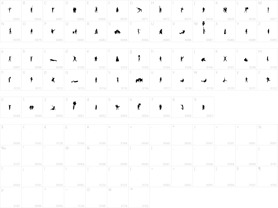 Human Silhouettes Three Character Map