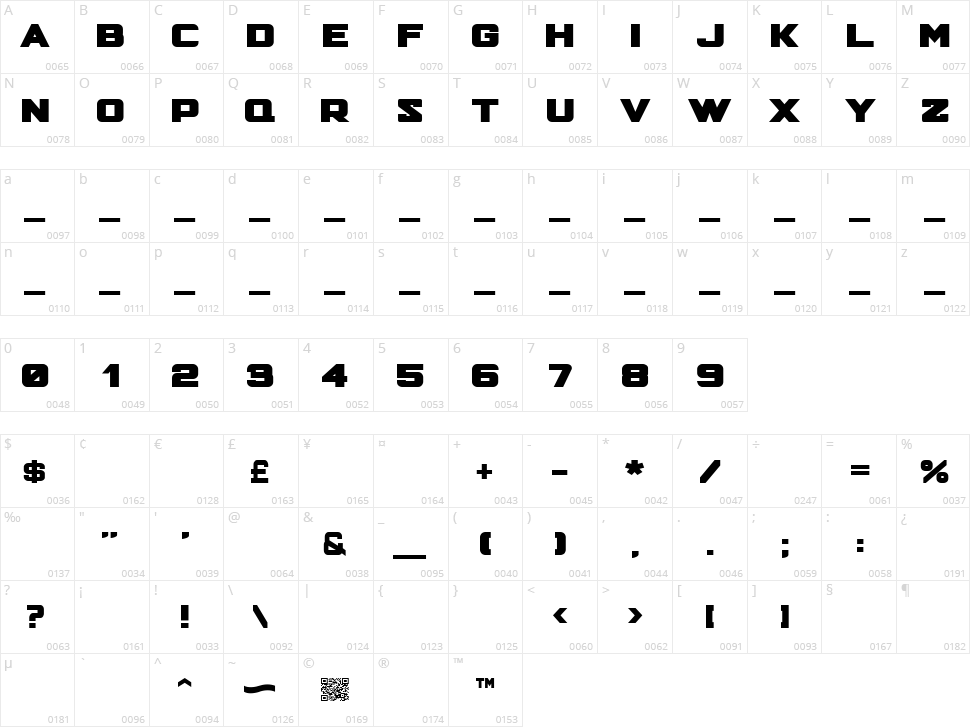Hunter Squared Character Map