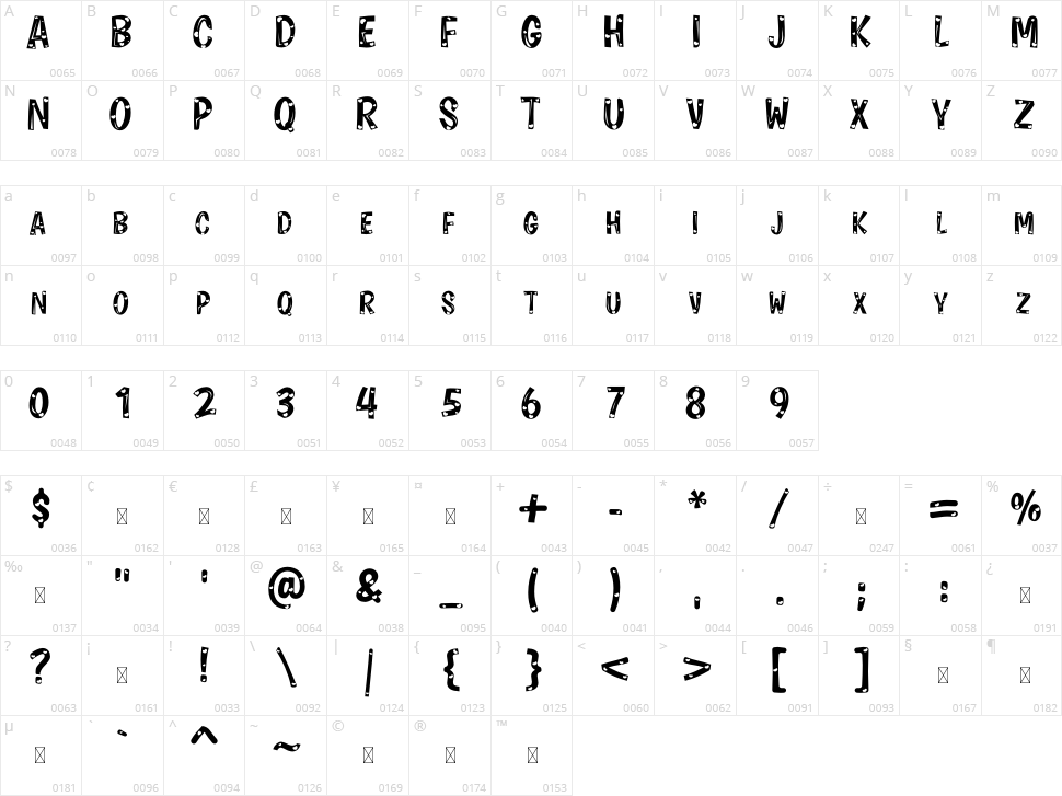 Hurry Loves Character Map