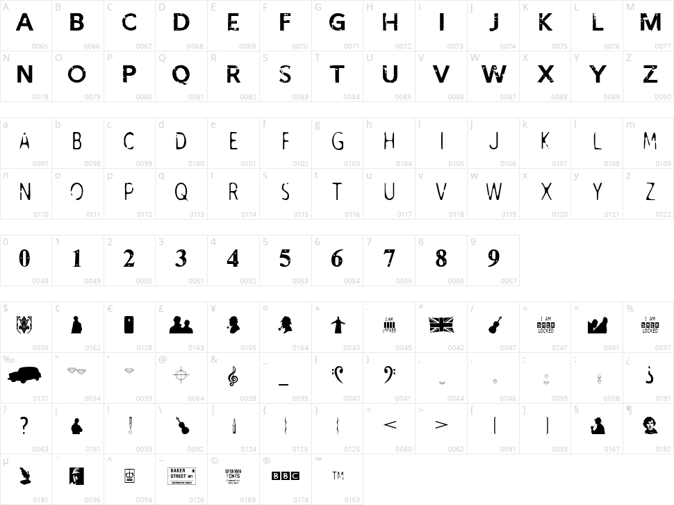 I Am Sherlocked Character Map