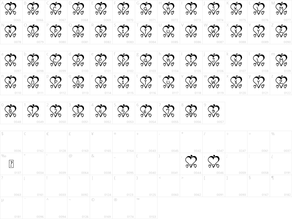 I Love St Character Map