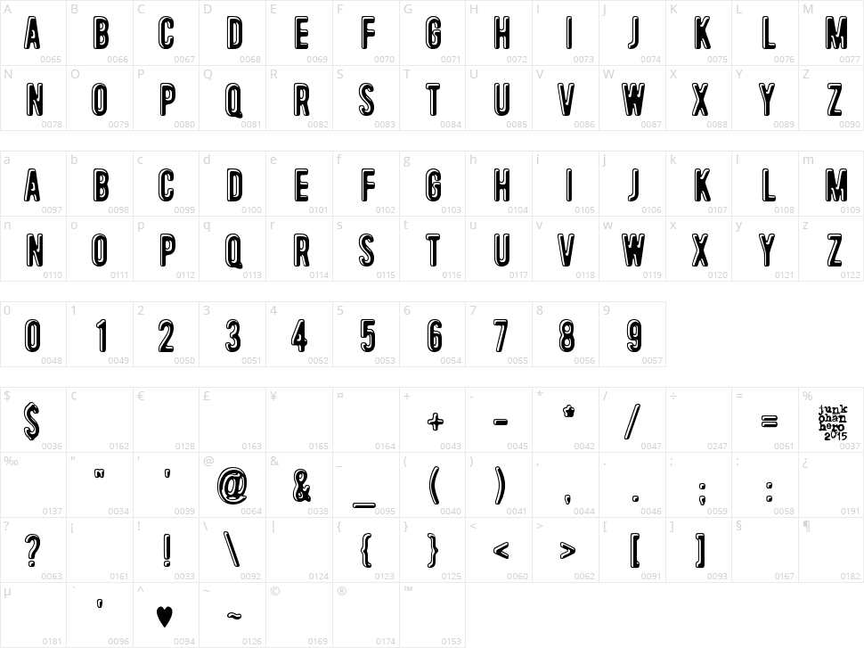 I love you Character Map