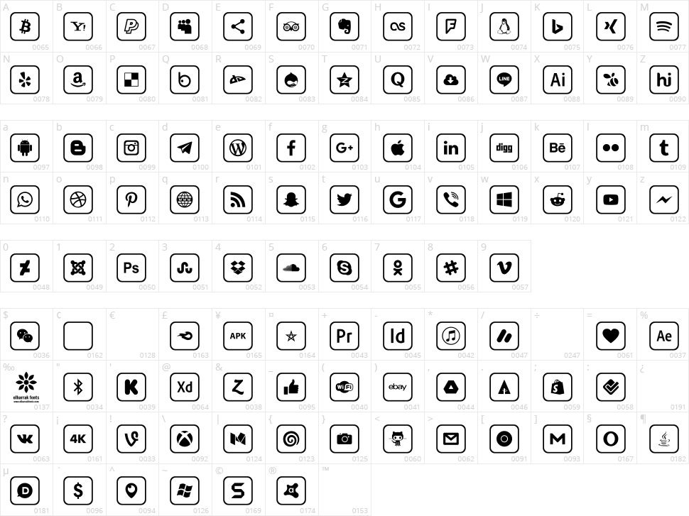 Icons 2019 Character Map