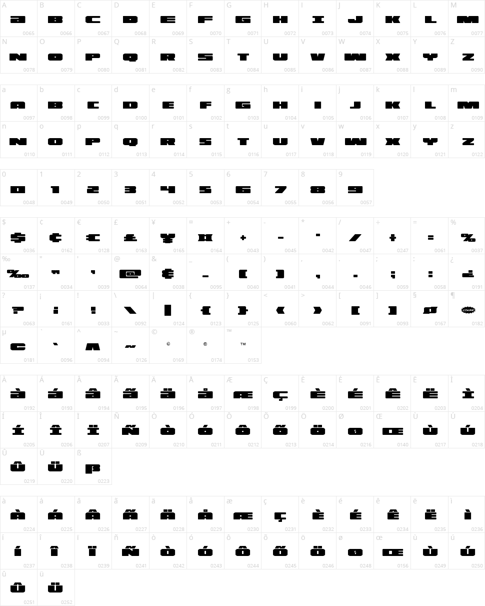 Illumino Character Map