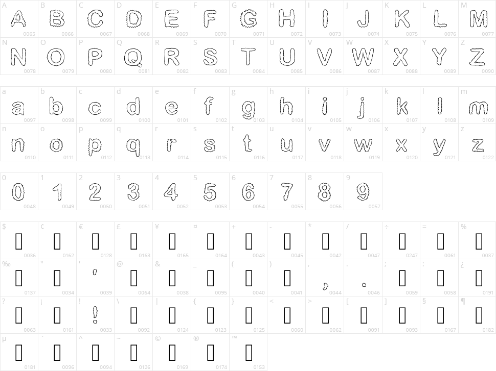 I love you Character Map