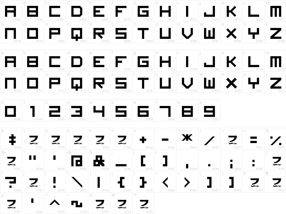 Imagine Font Character Map