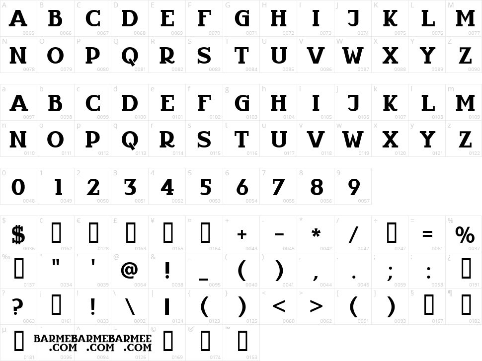 Infantyl Character Map