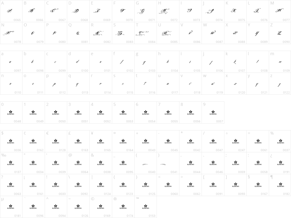 Ink In The Meat Character Map