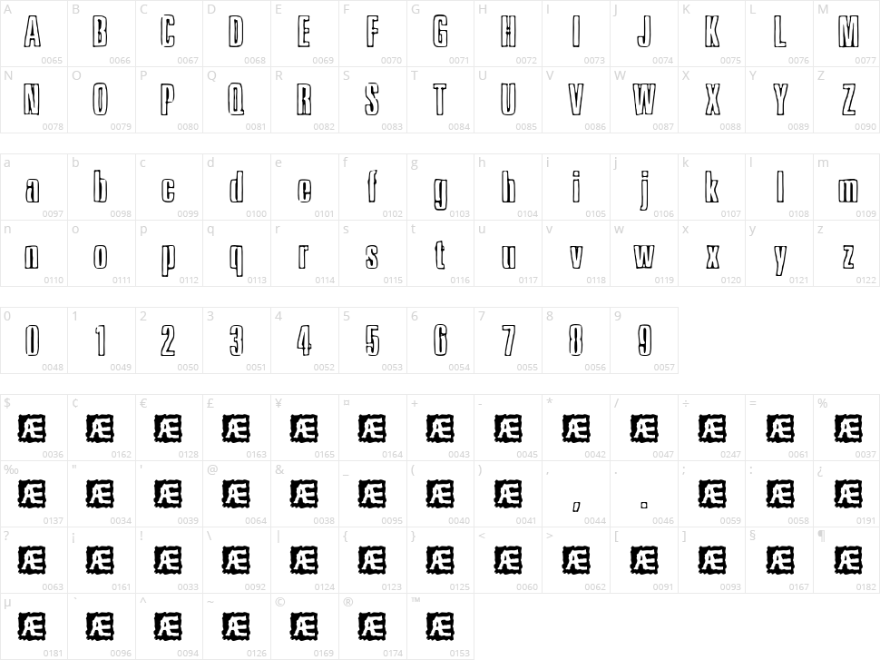Ink Tank Character Map