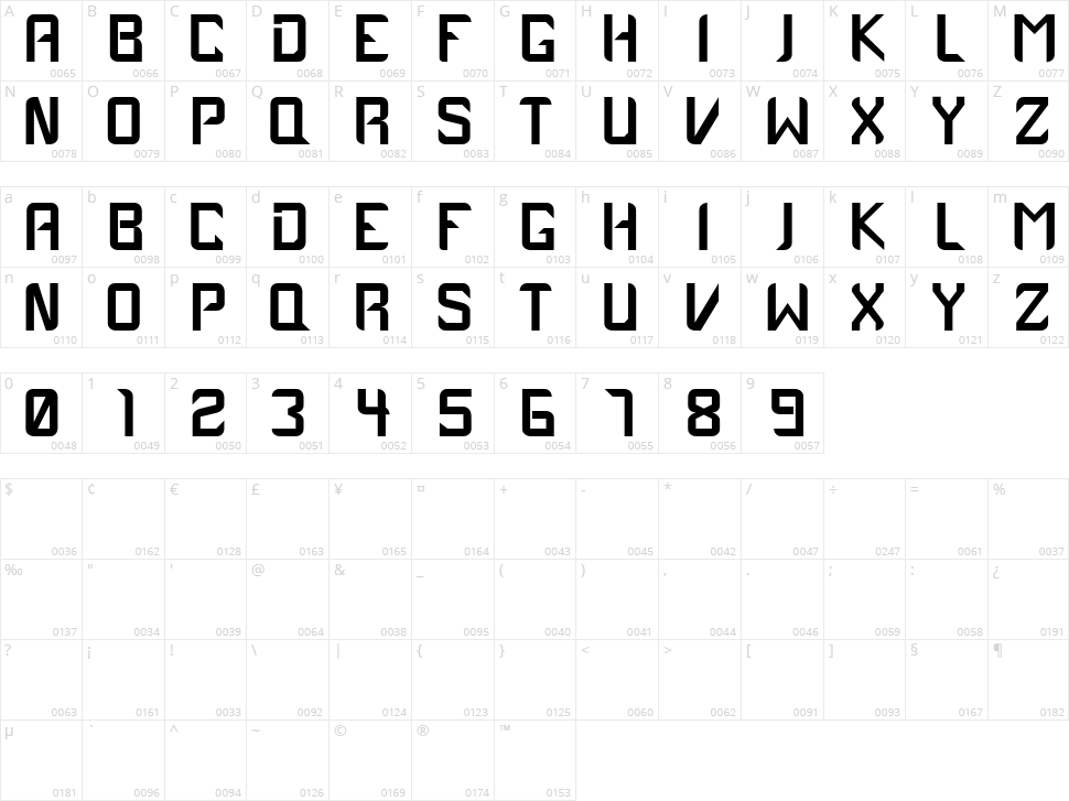 Inkable Case 1979 Character Map