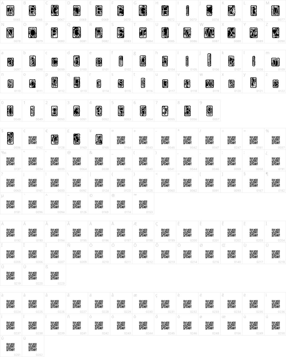 Inside Box Character Map
