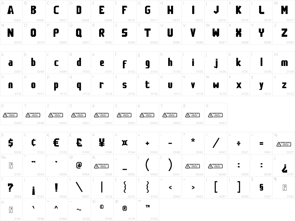 Instink Character Map