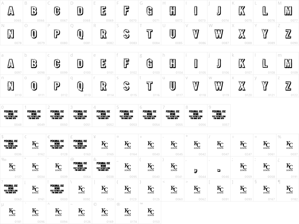 Intaglio Character Map