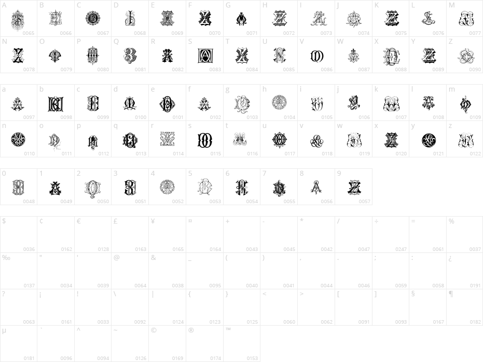 Intellecta Monograms Random Samples Eight Character Map