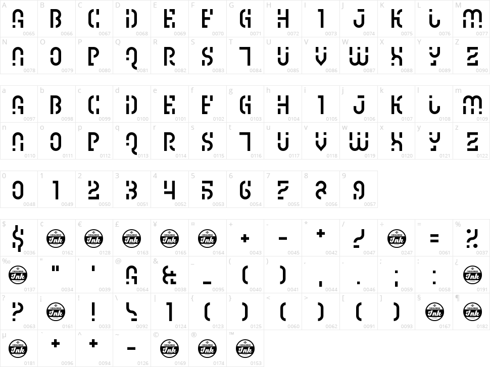 Ipscrik Character Map