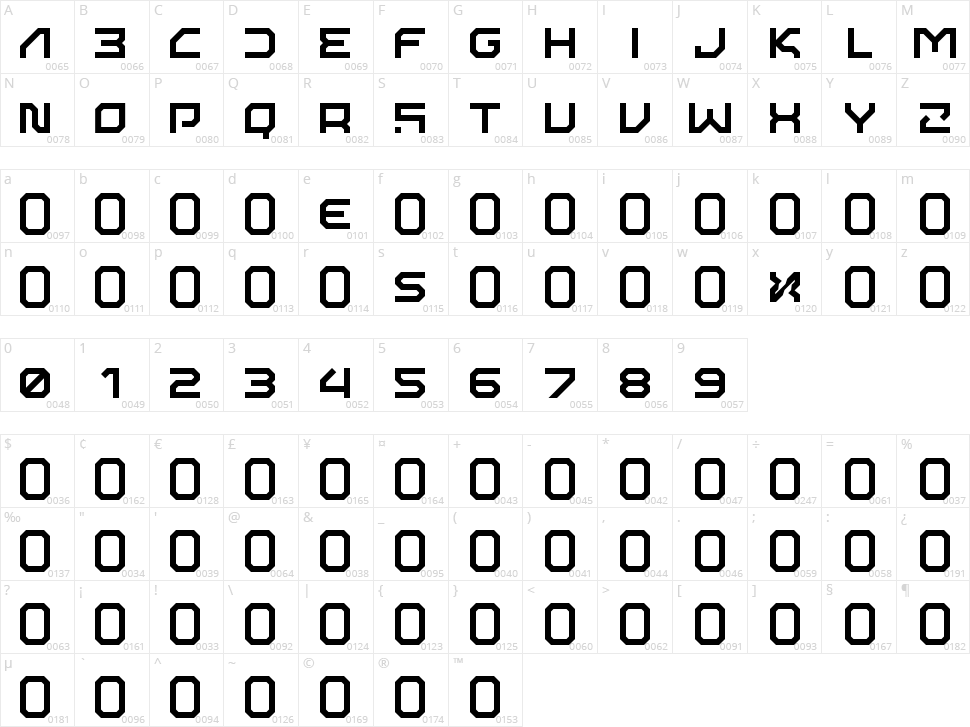 ISL AlphaBot Xen Character Map