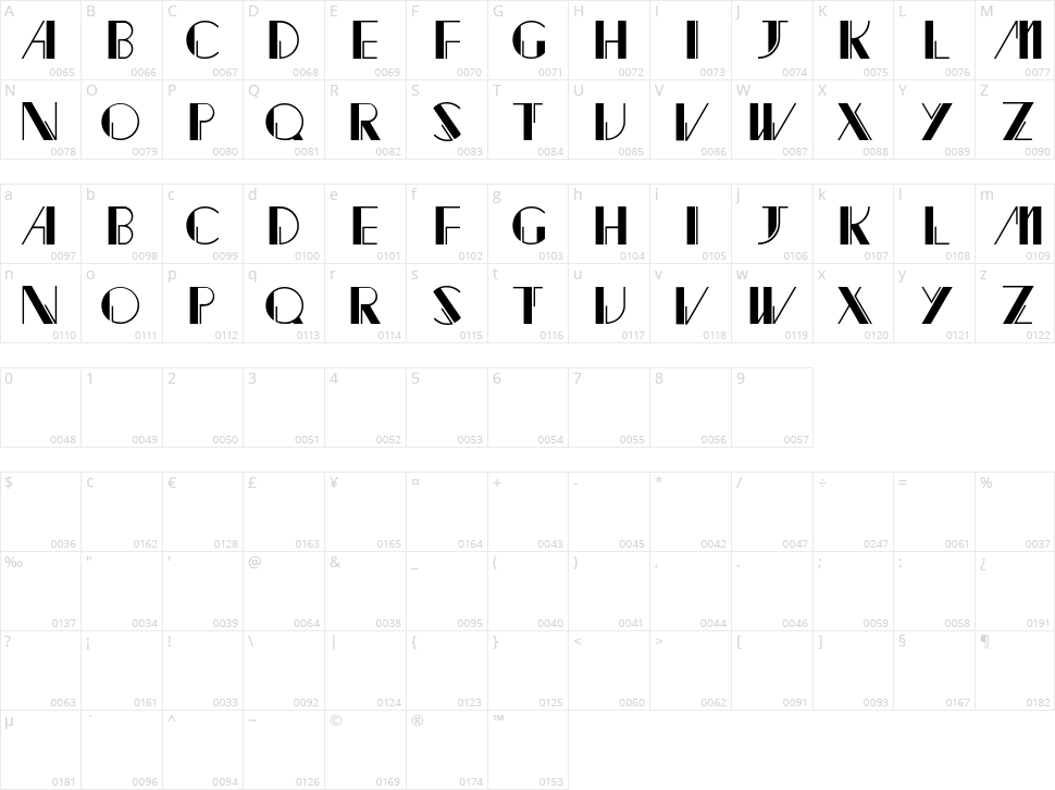 Jacked Character Map