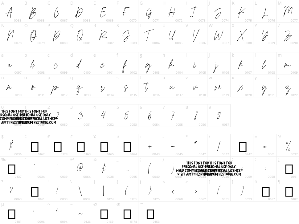 Jacob&Hellen Character Map