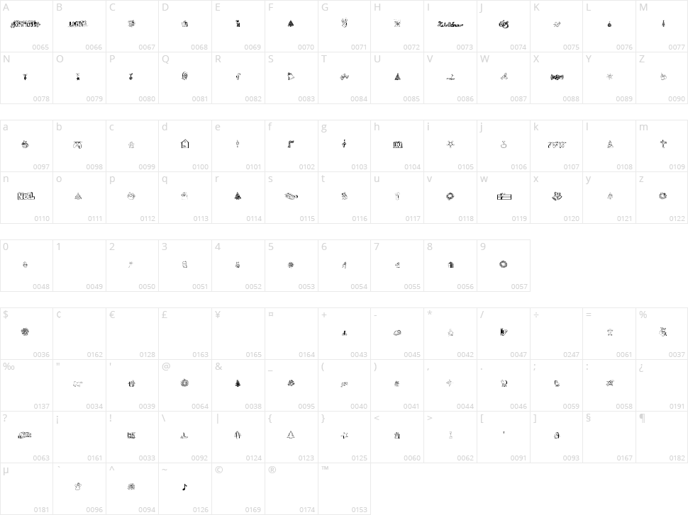 Janda Christmas Doodles Character Map