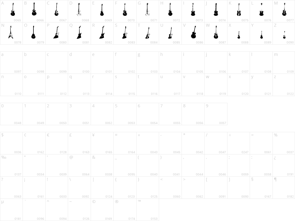 Jazzed Up Character Map