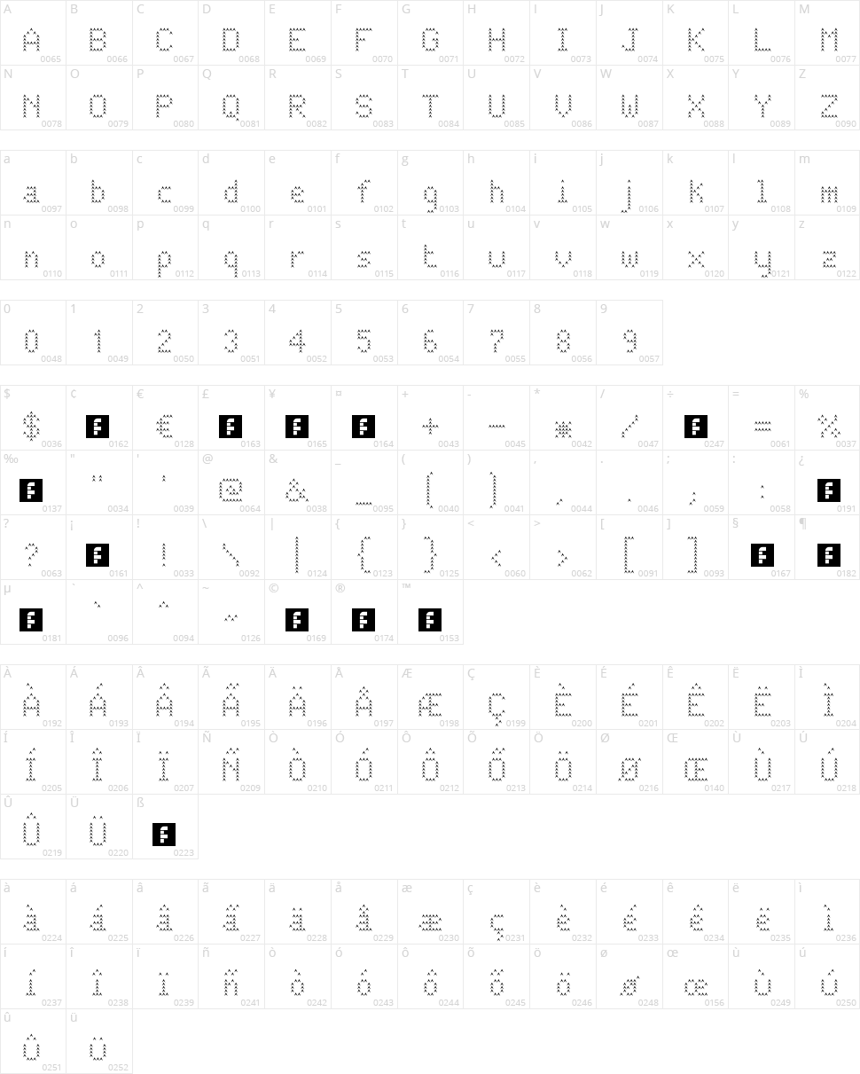 JD ArrowUp Character Map
