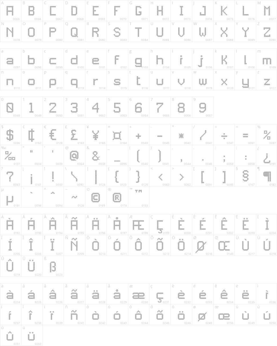 JD Gems Character Map