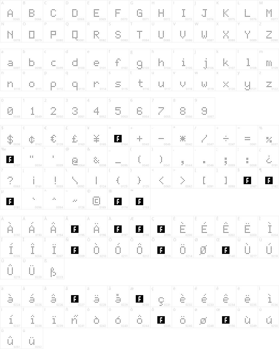 JD Stars Character Map