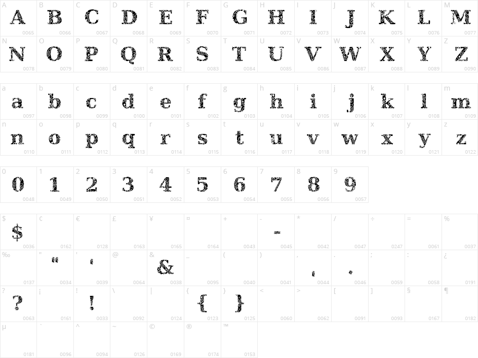 JI Hidden Vines Character Map