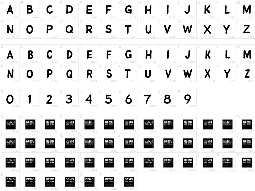 Jitter Bug Character Map