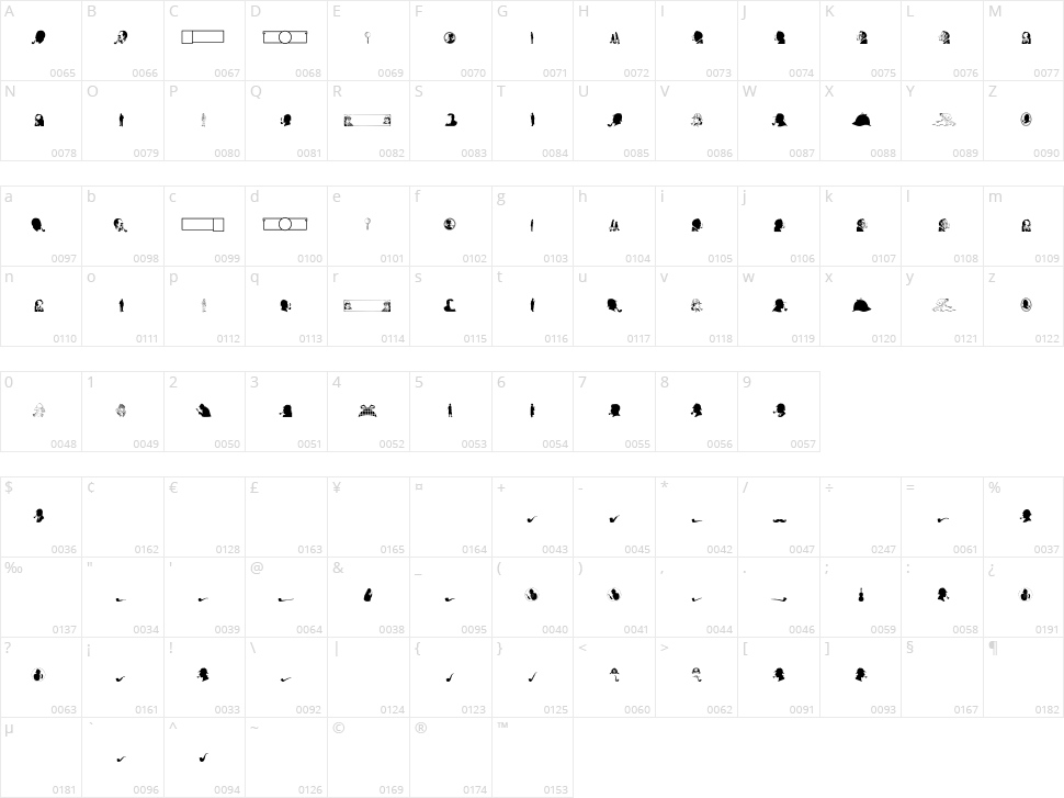 JMH Memorias Dingbats Character Map