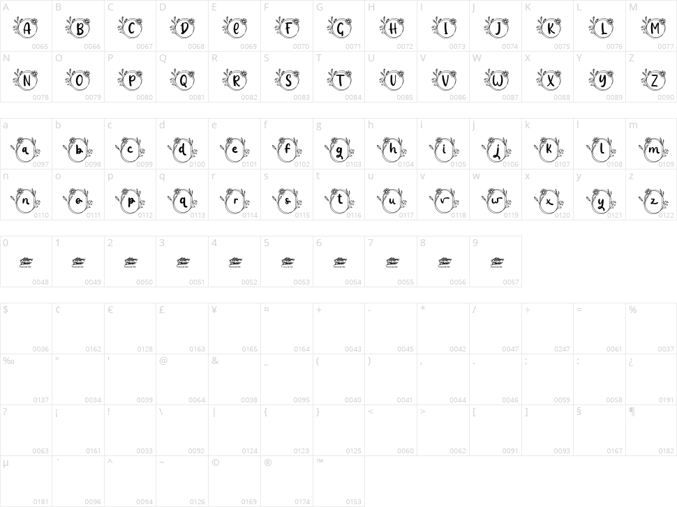 Jolie Monogram Character Map