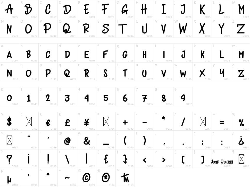 Jump Quickly Character Map