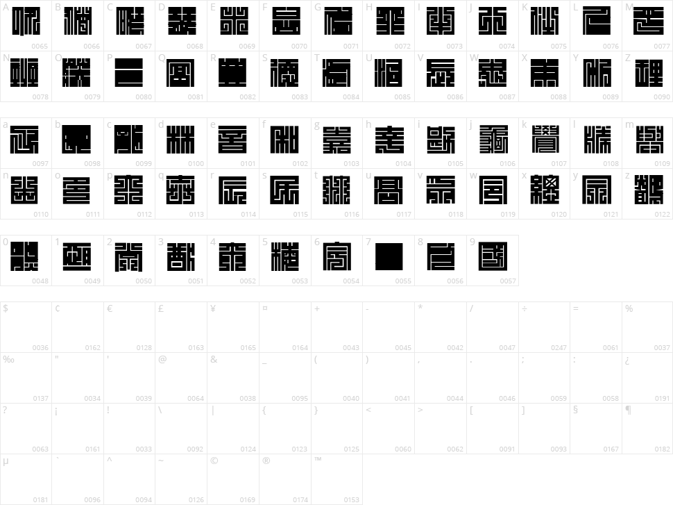 Kakuji 1 Character Map