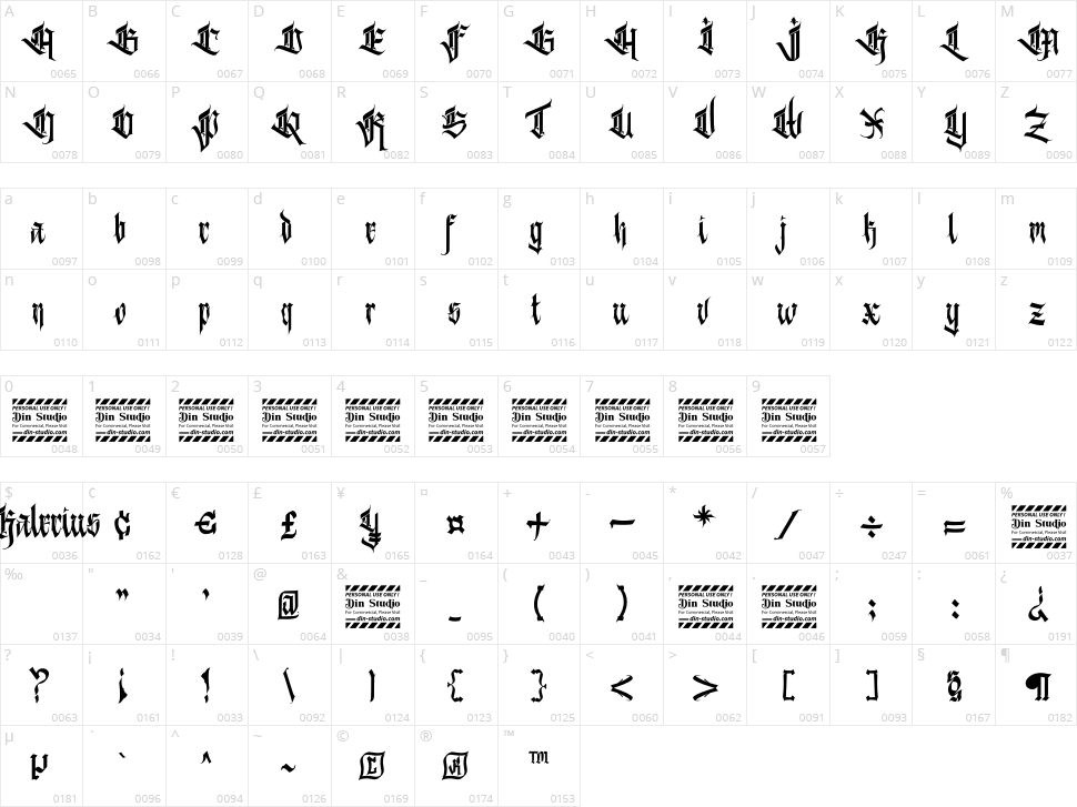 Kalecius Character Map