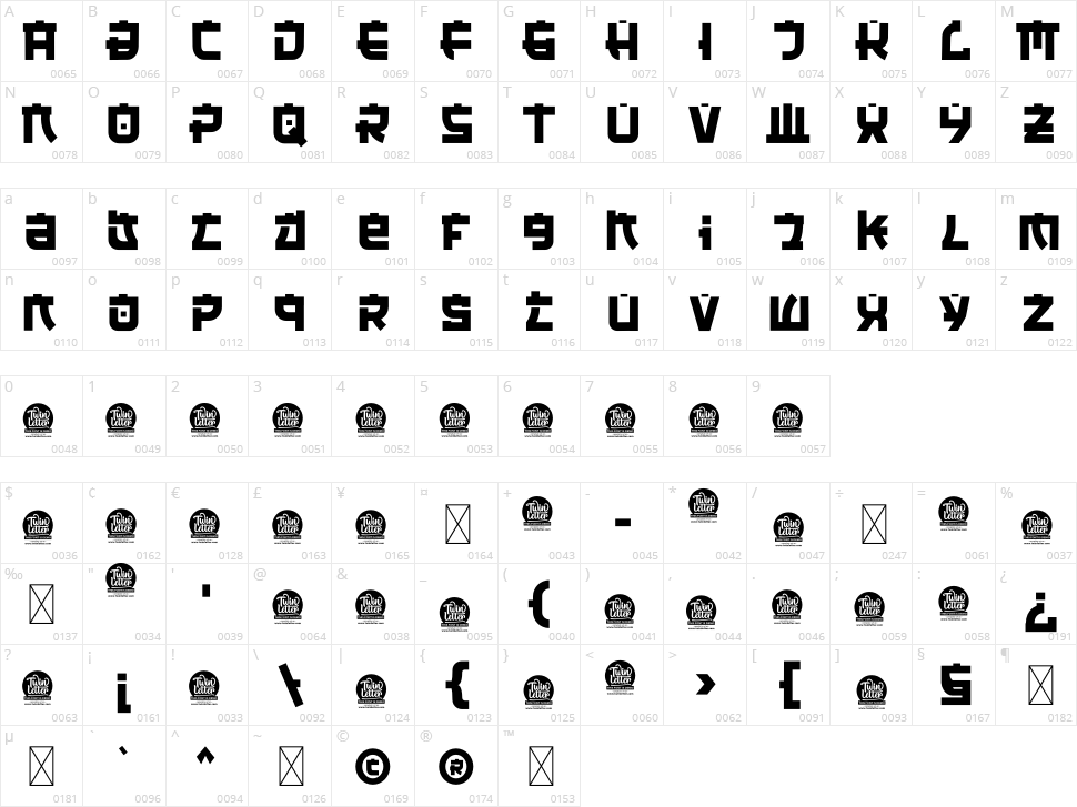 Kawara Character Map