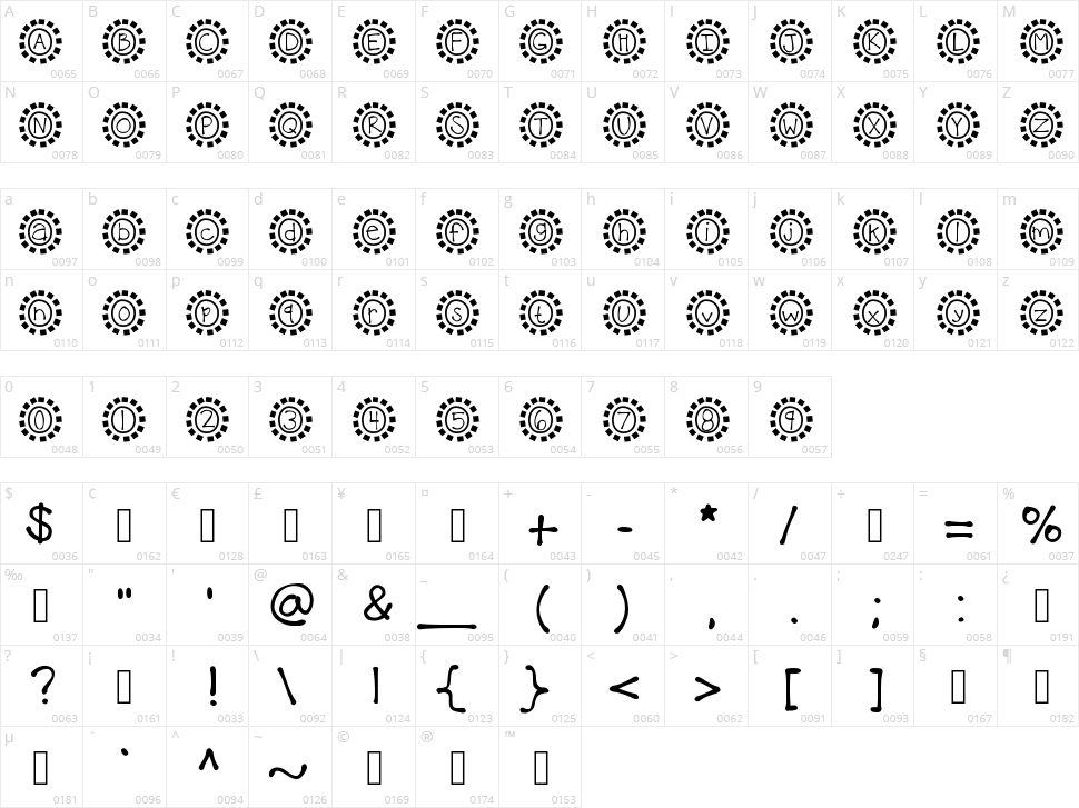 KB Mosaic Character Map