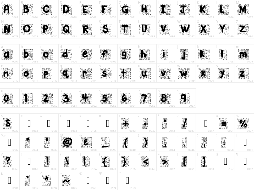 KB Snowballin Character Map