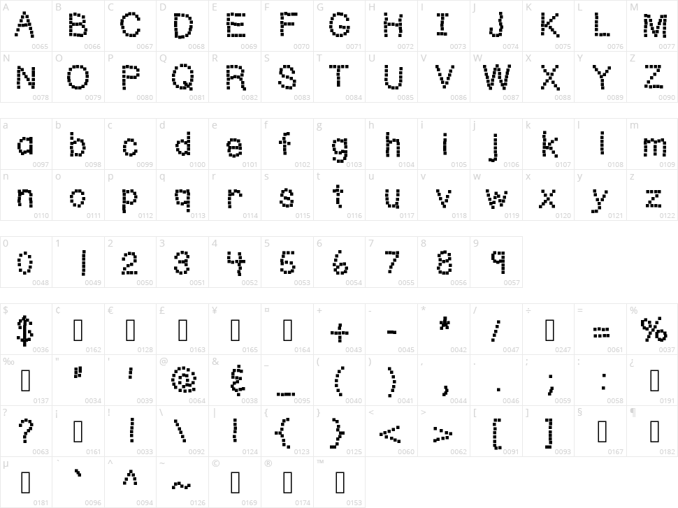 KB Write It On a Post It Character Map