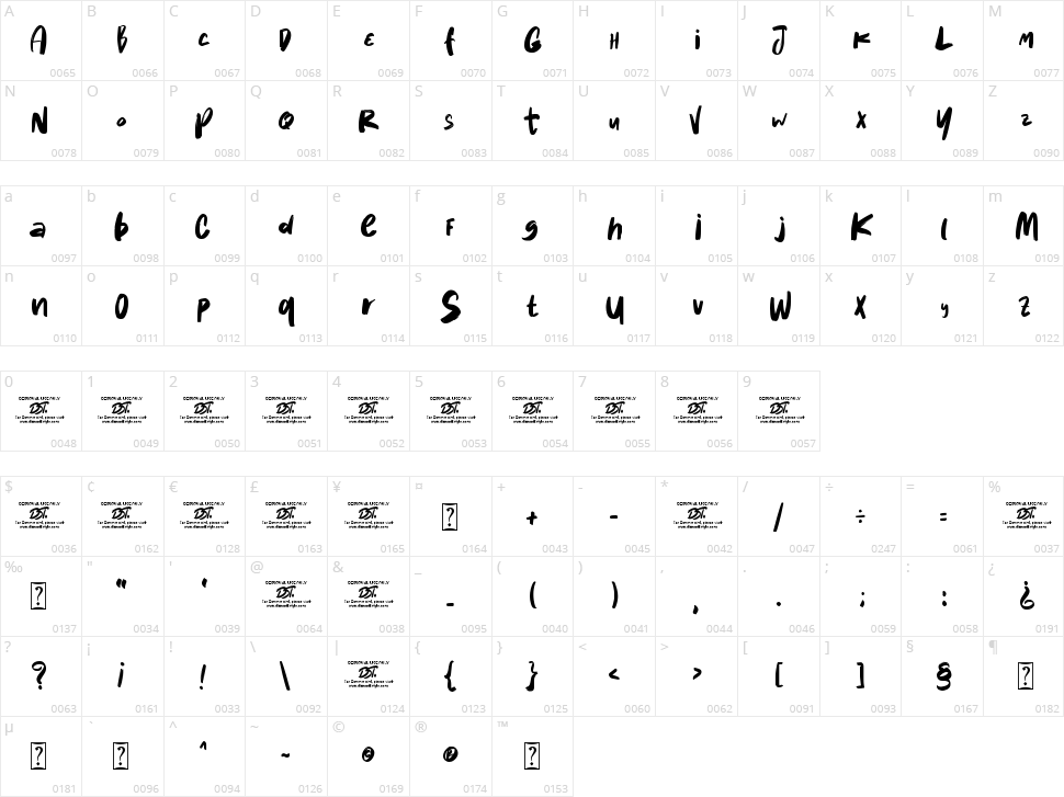 Kebalik Brush Character Map