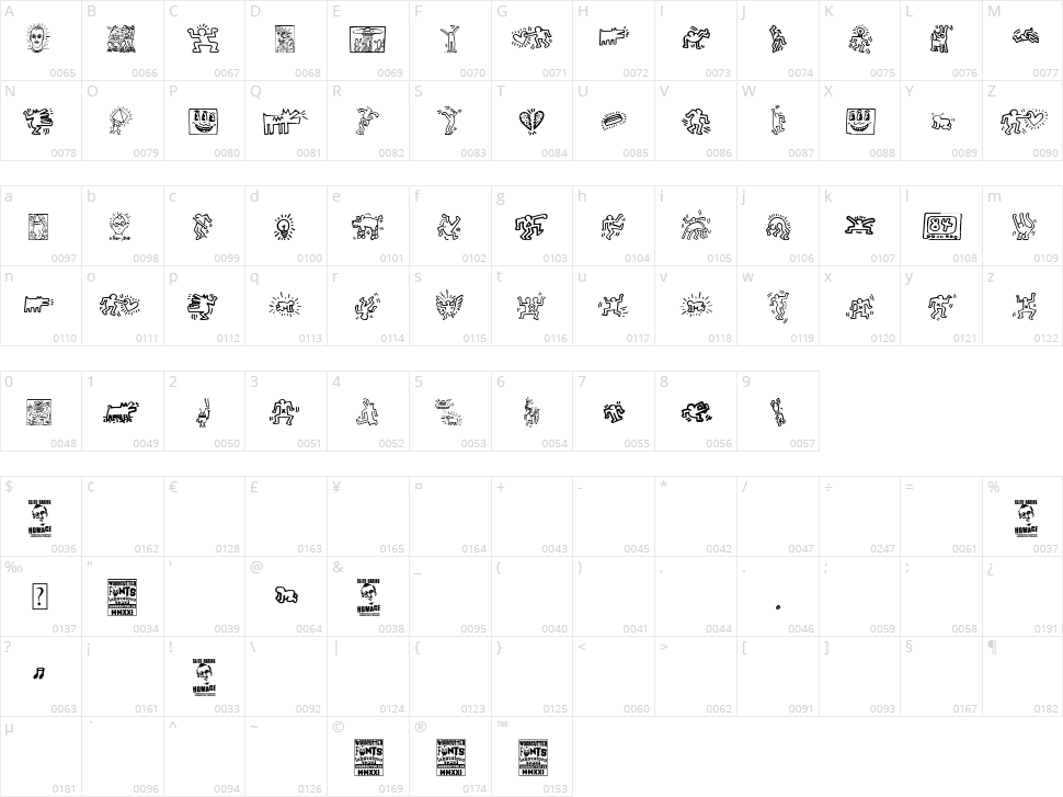 Keith Haring Character Map