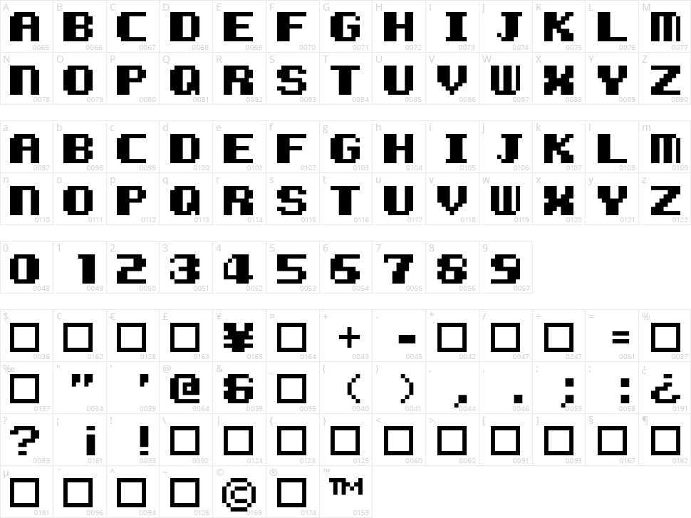 Kemco Pixel Character Map