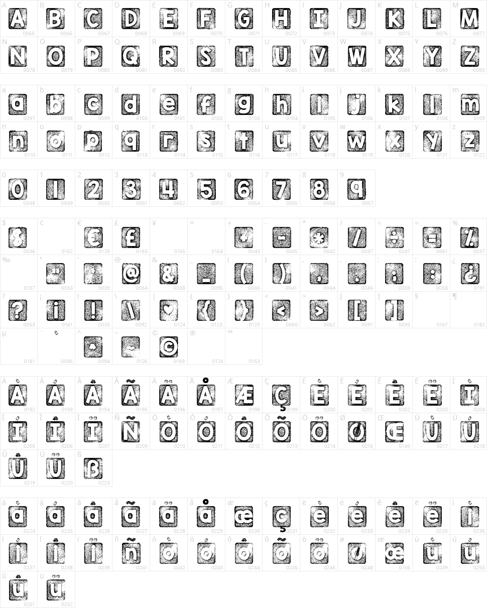 KG Thank You Stamp Character Map